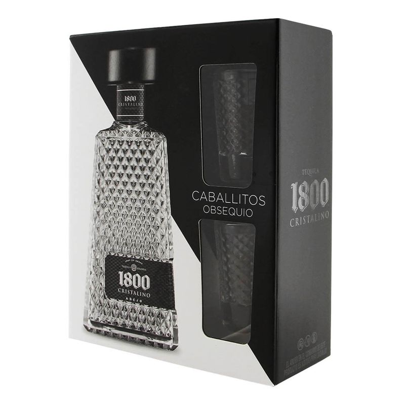 Tequila Cuervo 1800 Añejo Cristalino 100 750ml Con 2 Vasos Bodegas Alianza