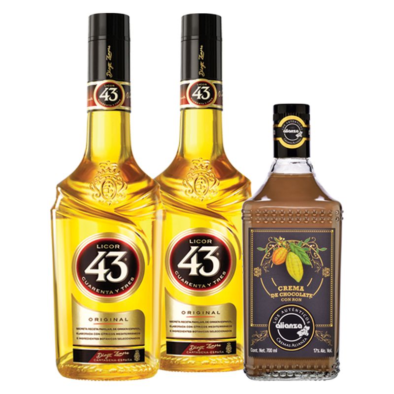 Licor 43 750ml 2Bt C/Crema Chocolate Alianza 700ml - Bodegas Alianza
