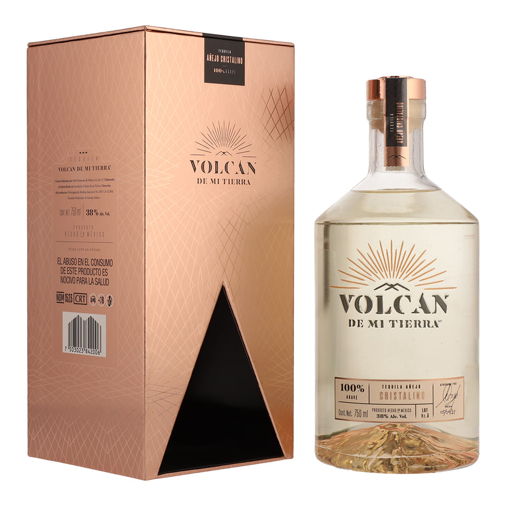 Tequila Volcan De Mi Tierra Añejo Cristalino 750ml 28819 Bodegas Alianza