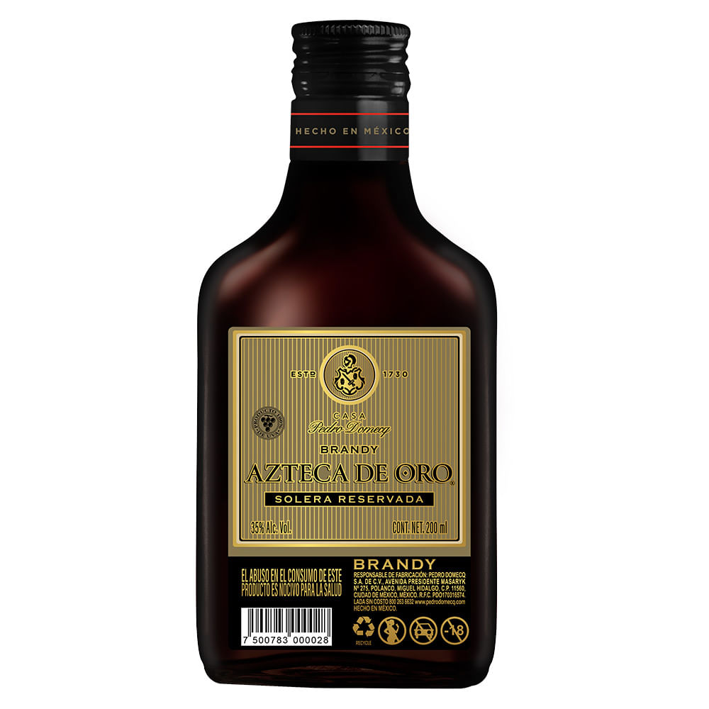 Brandy Azteca De Oro Nueva Presentación 200 ml