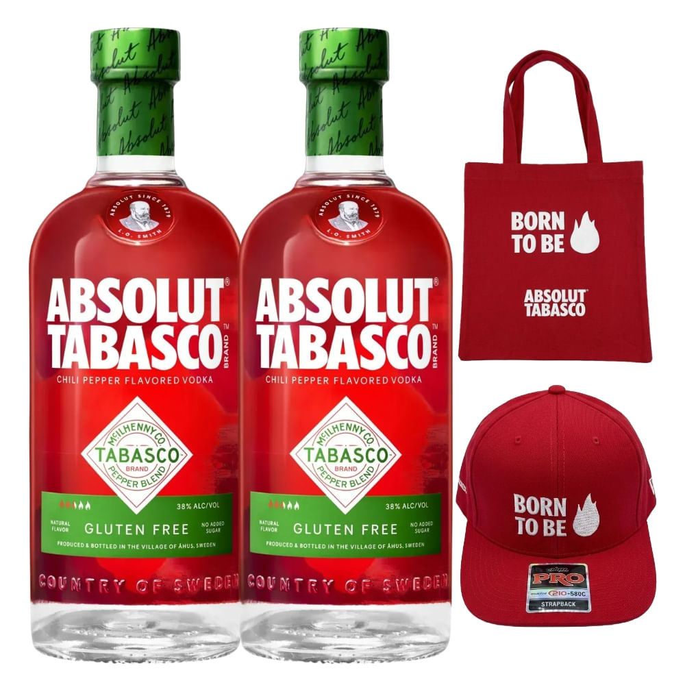 Vodka Absolut Tabasco 750 ml 2 Bot C/Gorra + Tote Bag