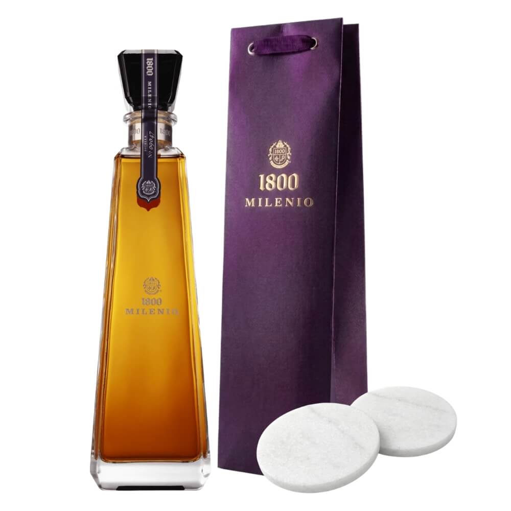 Tequila 1800 Milenio Extra Añejo 100% 700 ml+ Bolsa de Regalo+ 2 Porta Vasos