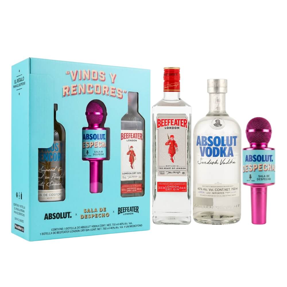 Vodka Absolut Azul+Beefeater Lond 750 ml C/Micrófono